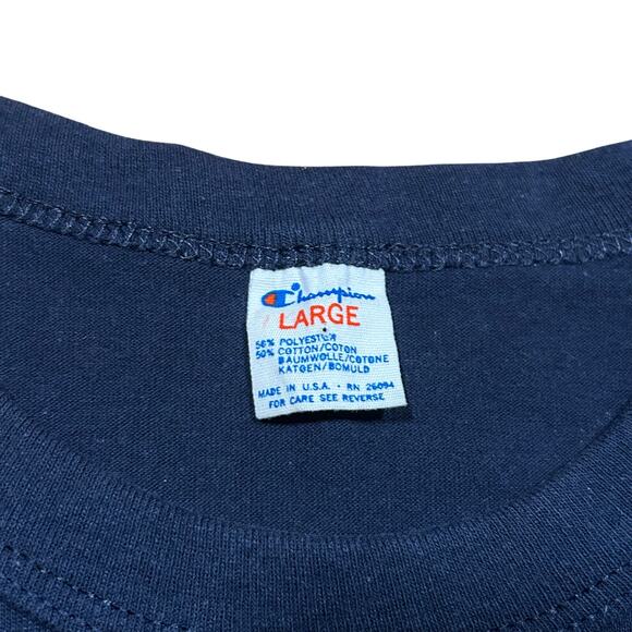 Vintage 80s Champion Navy Soccer T-Shirt Made in USA Large Naval Academy - Picture 3 of 4